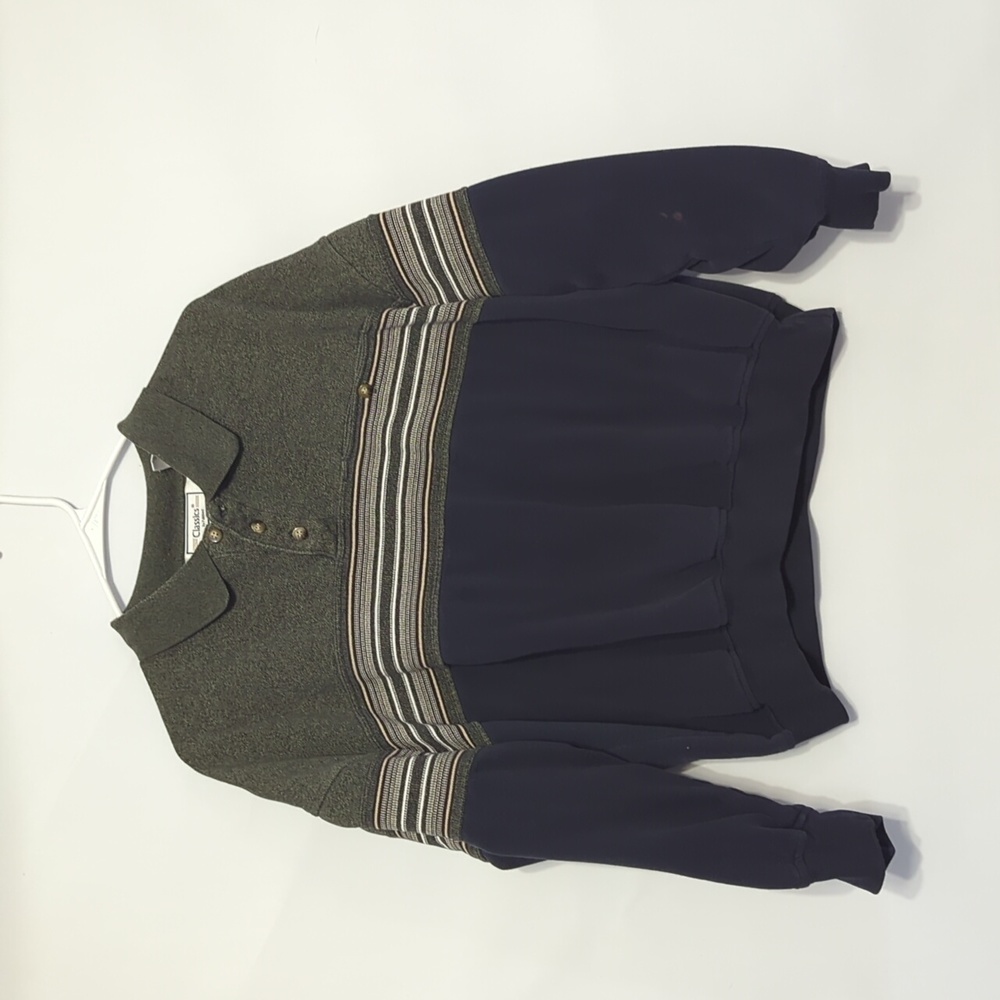 Vintage Classics by Portland Long-Sleeve Polo – XL – Blue & Green/Grey – Made in